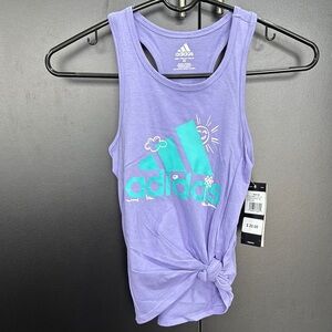 Adidas Racerback tank top, tie knot hip, sun,flower,cloud logo graphic